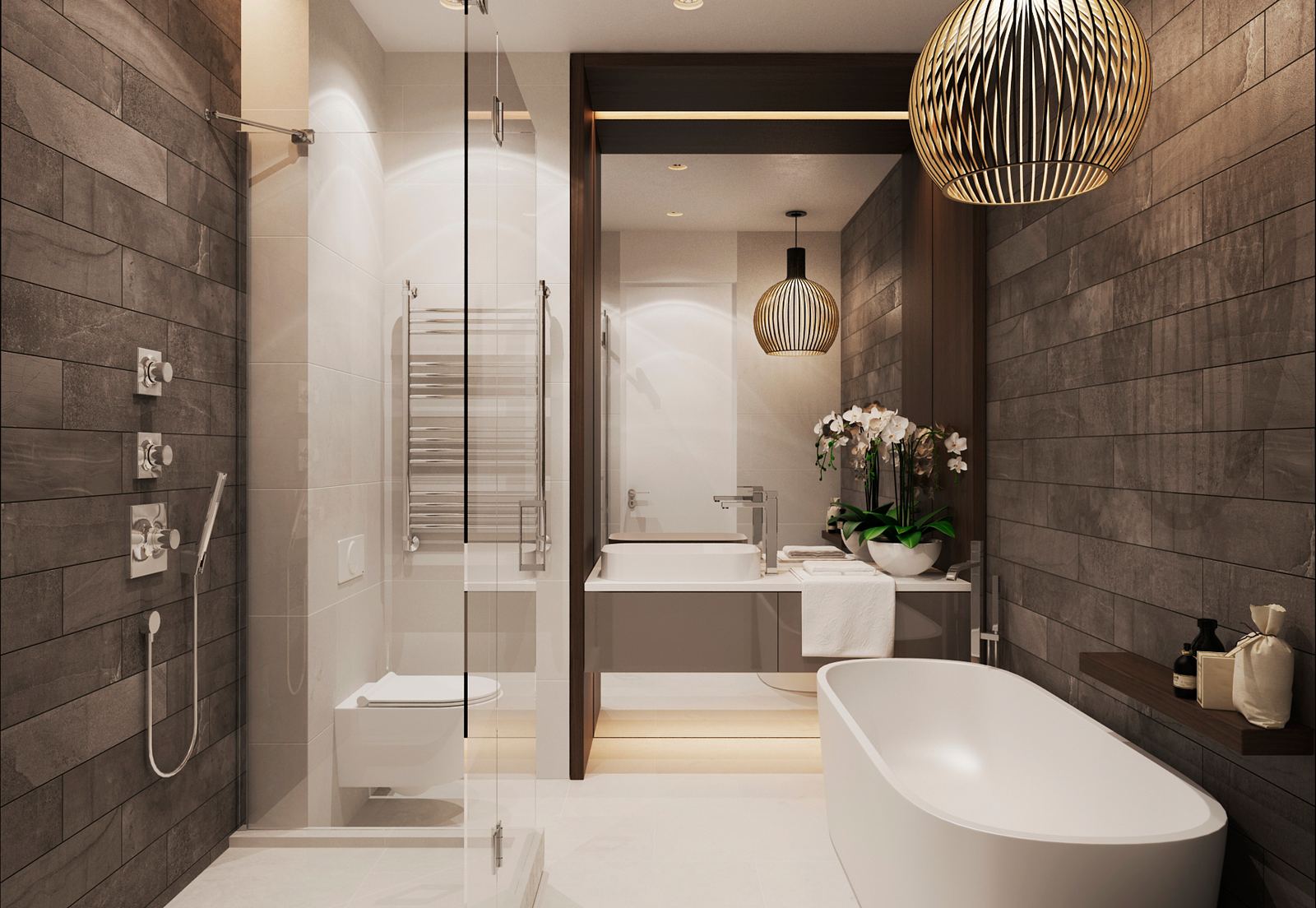 современный дизайн небольшой ванной комнаты