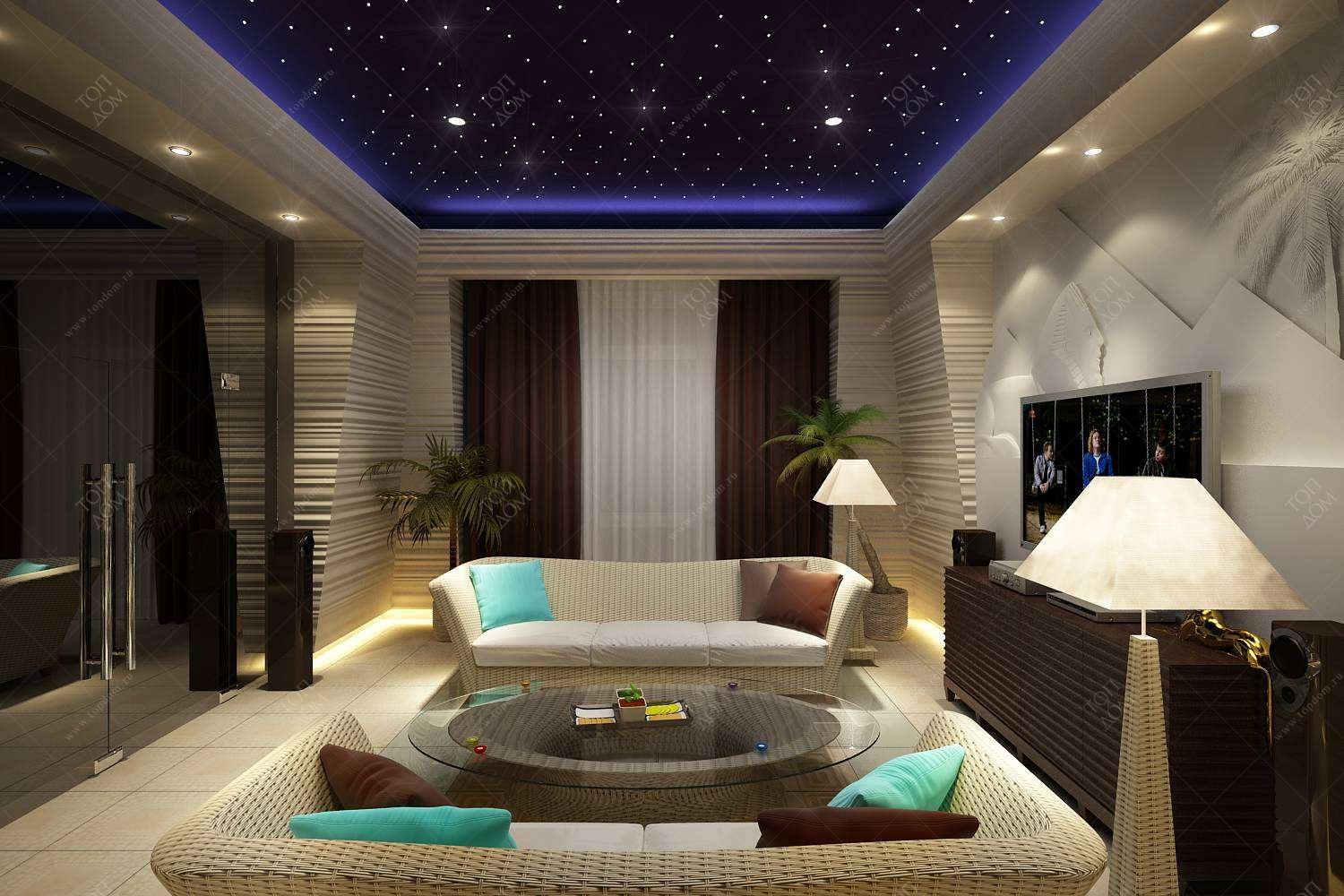 Натяжной потолок с подсветкой: 120 фото современных вариантов дизайна для вашей комнаты