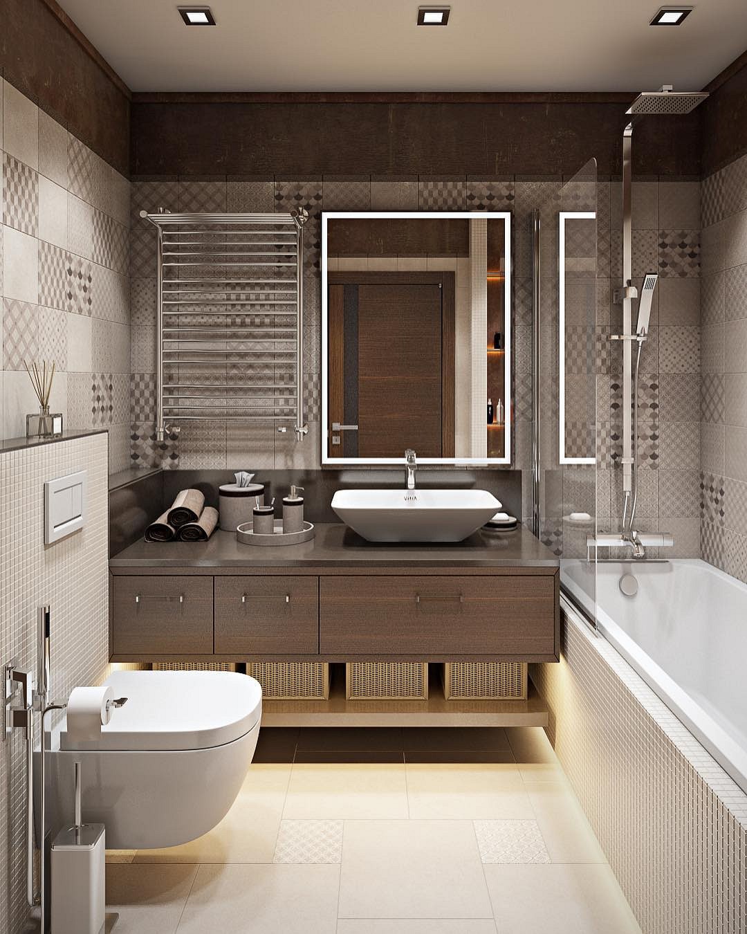 Дизайн ванной комнаты с туалетом - идеи совмещённых вариантов интерьера и обзор лучших проектов (135 фото)