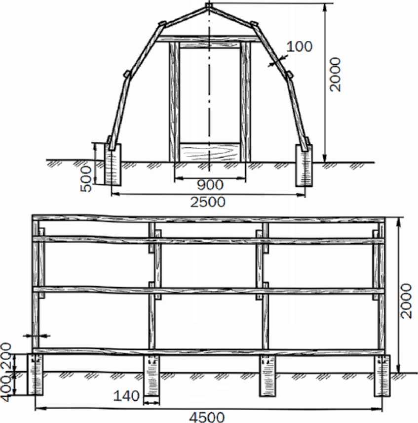 Схема деревянной теплицы