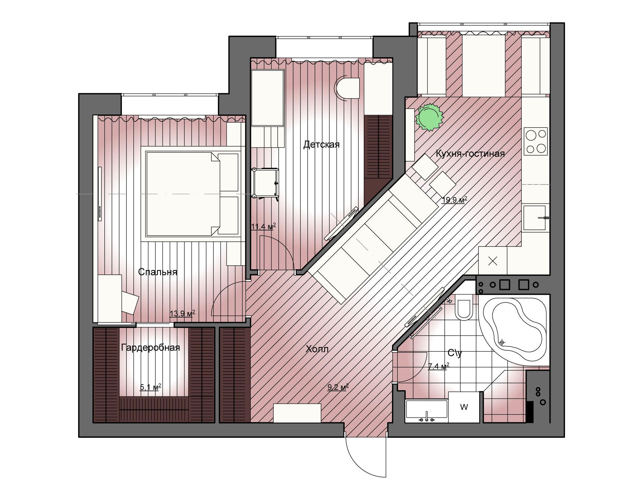 Двухкомнатная квартира 60 кв. м: дизайн и планировочные решения