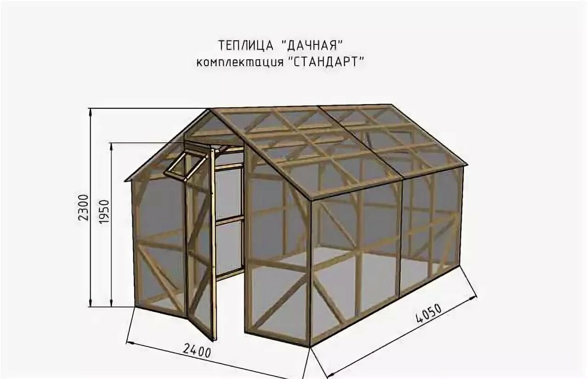 Парник из бруса 50х50 чертеж с размерами