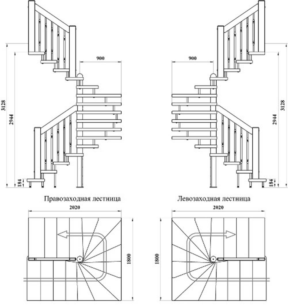 Чертежи различных видов лестниц: правила и примеры схем