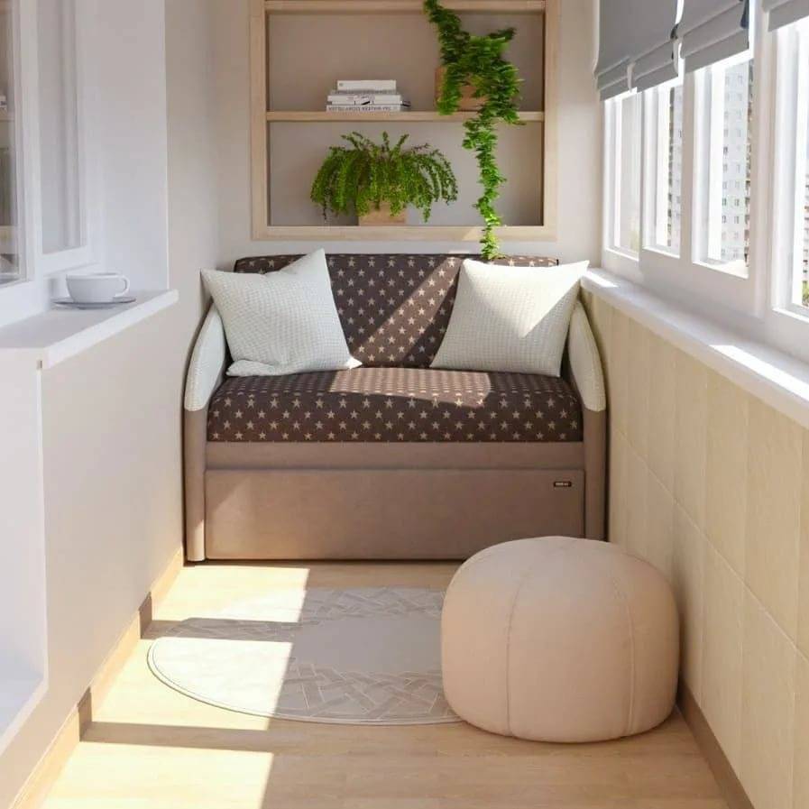 балкон с диваном дизайн