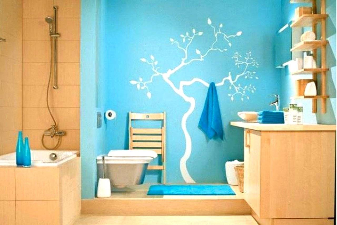дизайн ванны с краской на стенах