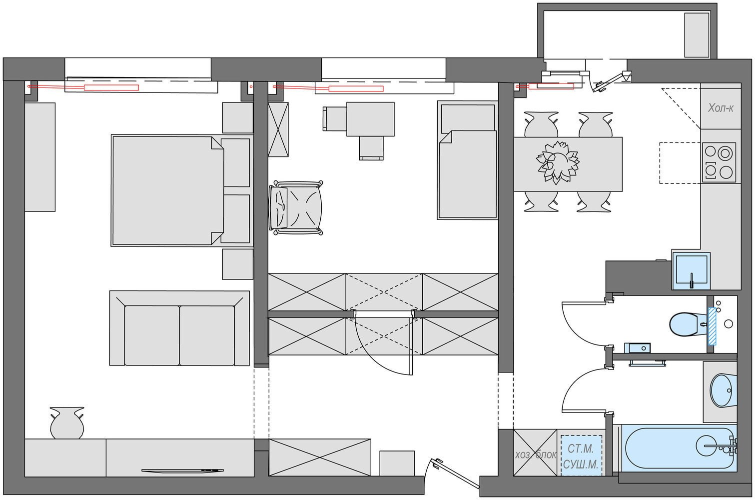 Дизайн квартиры 60 кв. м. — 70 фото идей современной планировки и оформления!