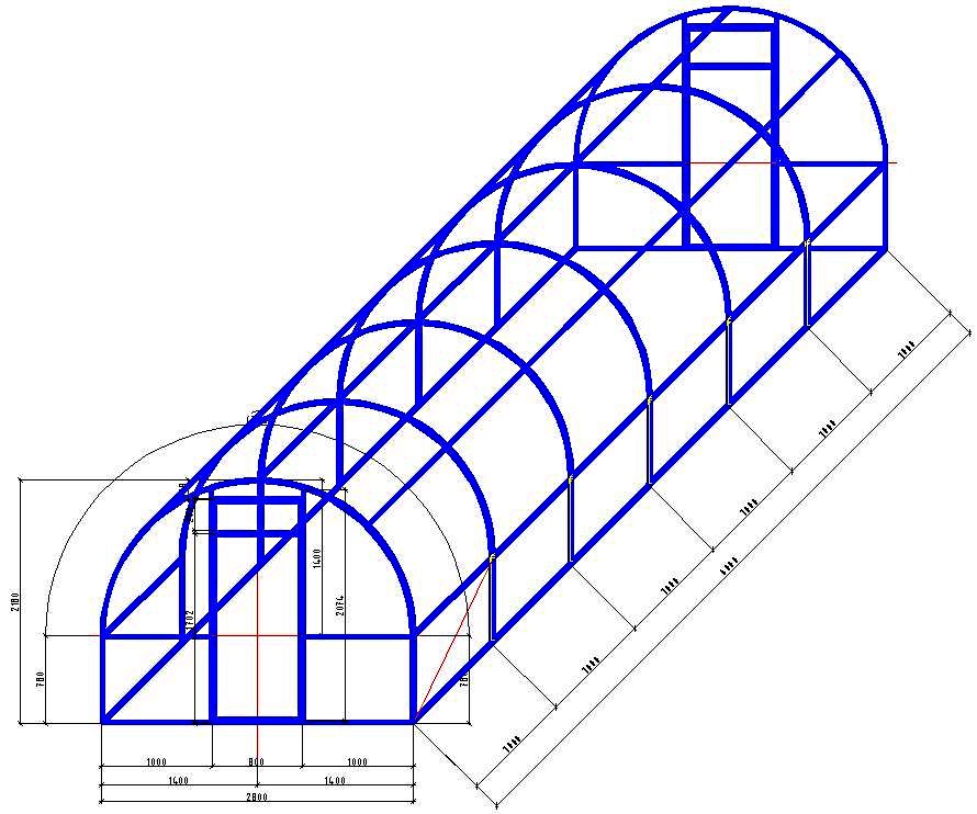 Чертеж теплицы 3х6