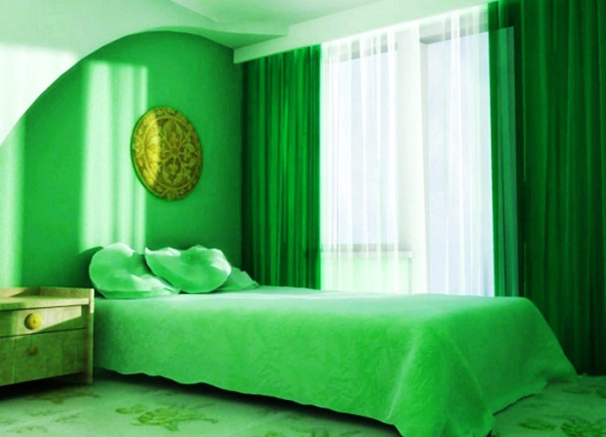 светло зеленый цвет в интерьере спальни