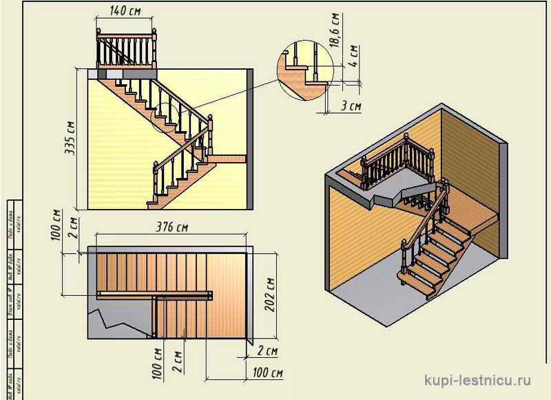 Расчет лестниц с площадкой, расчет п-образной лестницы
