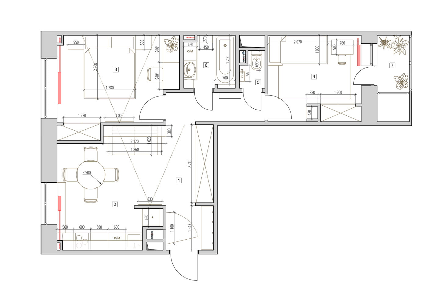 Дизайн квартиры 60 кв. м: решения для пар и семей с детьми