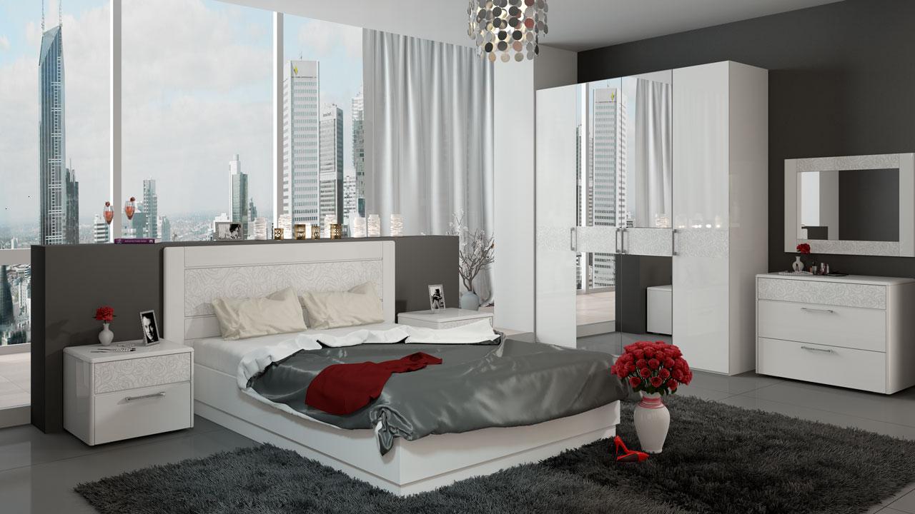 Глянец в спальне: дизайн ярких помещений